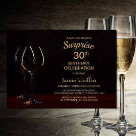 Black Gold Überraschung 30. Geburtstag Weinglas Pa Einladung