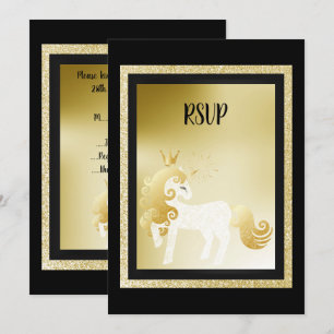 Black Gold Unicorn Birthday Party UAWG Einladung