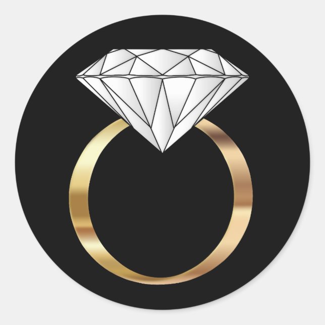 Black Gold Verlobung Hochzeit mit dem White Diamon Runder Aufkleber (Vorderseite)