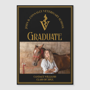Black Gold Vétérinaire École Photo Magnet Graduate