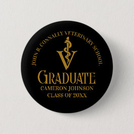 Black Gold Veterinary School Graduation Party Button