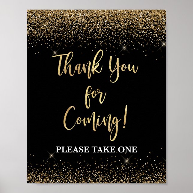 Black & Gold Vielen Dank für Ihr Kommen Gunst Tabl Poster (Vorne)