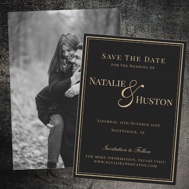 Black Gold Viktorianische Personalisierte Hochzeit Save The Date (Von Creator hochgeladen)