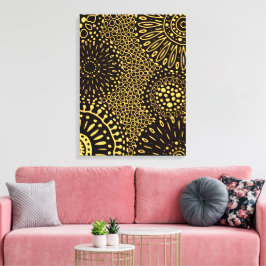 Black Gold Vintage Floral Ethnic Art Canvas Print Leinwanddruck