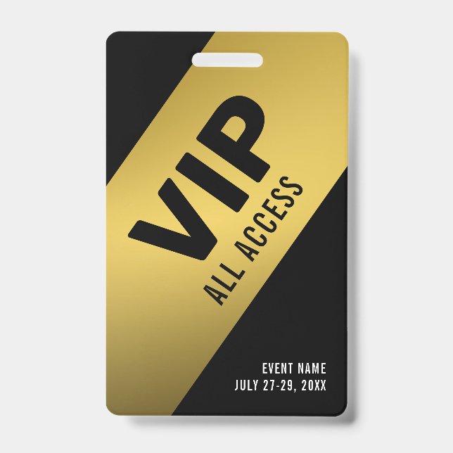 Black Gold VIP All Access Pass Event ID Abzeichen Ausweis (Vorderseite)