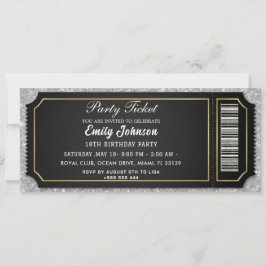 Black Gold VIP Party Ticket Birthday Invitation Einladung