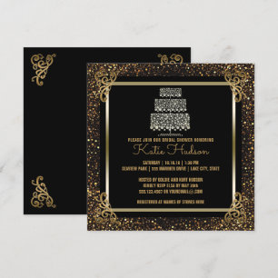 Black Gold Wedding Cake Brautparty Elegante Einladung