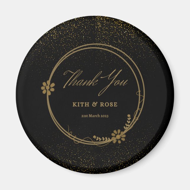Black & Gold Wedding Favors Magnet (Devant)