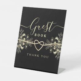 Black Gold Wedding Guest Book Sign Sockelschild