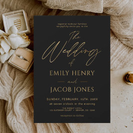 Black Gold Wedding Modern Typografy Script Einladung