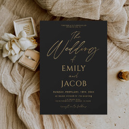 Black Gold Wedding Modern Typografy Script Einladung