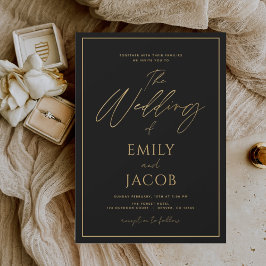 Black Gold Wedding Moderne Typografie Einladung