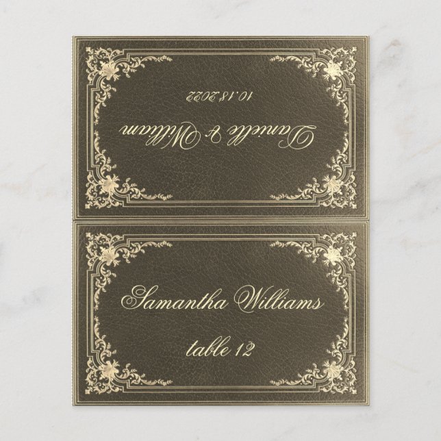 Black Gold Wedding Platzkarte - Gast Name (Vorderseite)