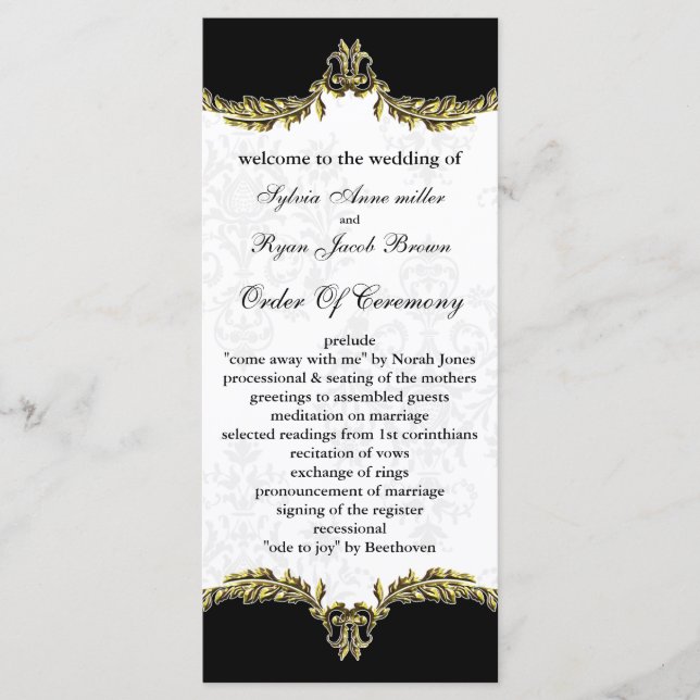 Black Gold Wedding Programm (Vorderseite)