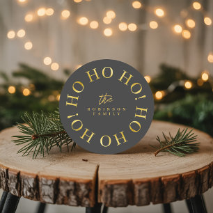 Black Gold Weihnachten Ho Ho Ho ID1009 Runder Pappuntersetzer