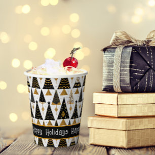 Black Gold Weihnachten Merry Pattern#25 ID1009 Pappbecher