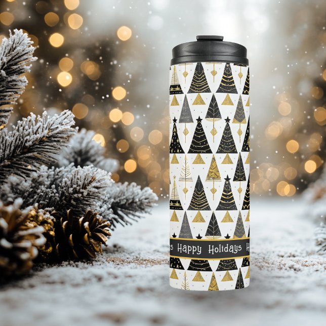 Black Gold Weihnachten Merry Pattern#25 ID1009 Thermosbecher (Von Creator hochgeladen)