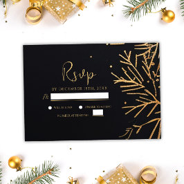 Black Gold Weihnachts-Party Moderne Elegante Feier RSVP Karte