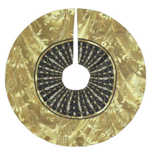 Black & Gold Weihnachts-Schneeflocke Polyester Weihnachtsbaumdecke