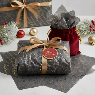 Black Gold Weihnachts-Typografie-Muster#36 ID1009 Seidenpapier