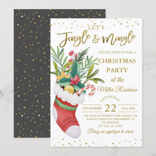 Black Gold Weihnachtsblumen Jingle und Mingle Einladung