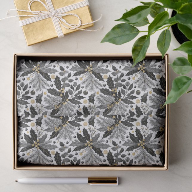 Black Gold Weihnachtsmuster#17 ID1009 Seidenpapier (Geschenk)