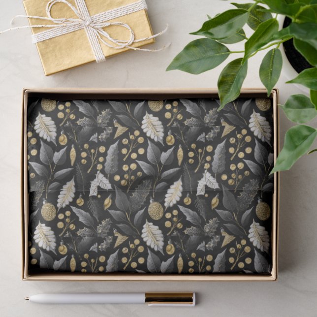 Black Gold Weihnachtsmuster#18 ID1009 Seidenpapier (Geschenk)