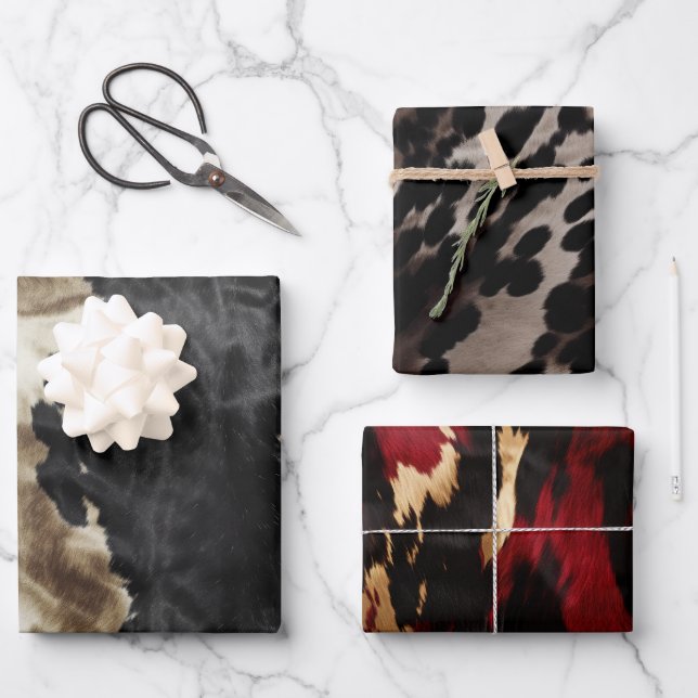 Black Gold Western Cowhide Geschenkpapier Set (Vorderseite)