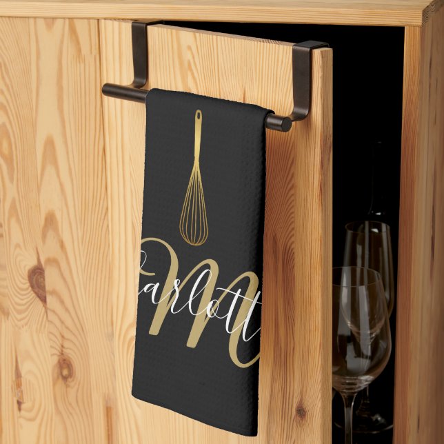 Black Gold Whisky Monogram Geschirrtuch (Drittel gefaltet)