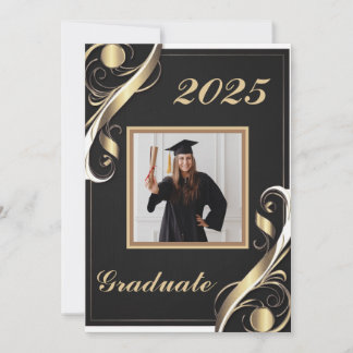 Black Gold White Abschluss 2025 Einladung