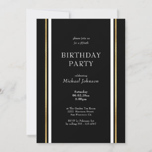 Black Gold White Minimalistisch 50. Geburtstag Einladung