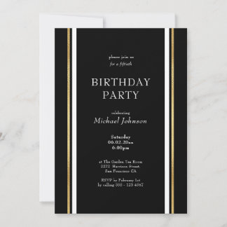 Black Gold White Minimalistisch 50. Geburtstag Einladung