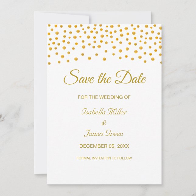 Black Gold White Wedding Save the Date Einladung (Vorderseite)