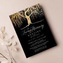 Black & Gold Willow Tree Love Memory Beerdigung