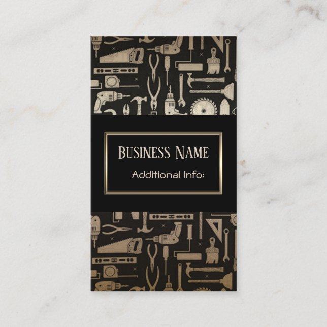 Black & Gold Workshop Tools Business Card 4 Visitenkarte (Vorderseite)