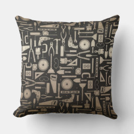 Black & Gold Workshop Tools Throw Kissen