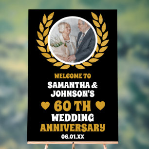 Black Gold Wreath Photo 60e anniversaire Mariage