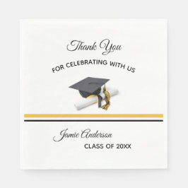Black Gold Yellow Cap & Tassel | Graduierungsparte Serviette