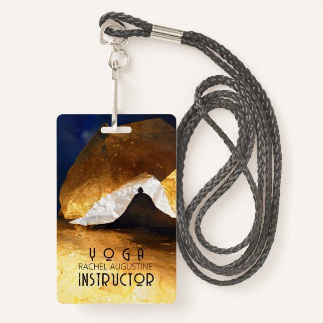 Black Gold Yoga Meditation Instructor Reiki Master Ausweis (Vorderseite mit Schlüsselband)