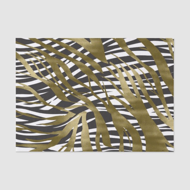 Black & Gold Zebra Print Safari Chic Glamour Seidenpapier (Vorderseite)