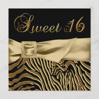 Black Gold Zebra Sweet 16 Geburtstagsparty Einladung