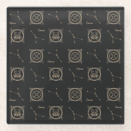Black & Gold Zodiac Cancer Astrologie Star-Zeichen Glasuntersetzer