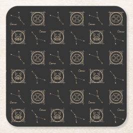 Black & Gold Zodiac Cancer Astrologie Star-Zeichen Rechteckiger Pappuntersetzer