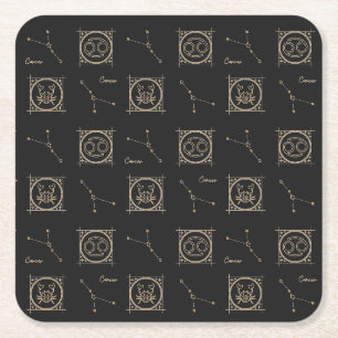 Black & Gold Zodiac Cancer Astrologie Star-Zeichen Rechteckiger Pappuntersetzer