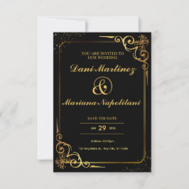 Black Golden Elegante Moderne Minimalistische Hoch Einladung