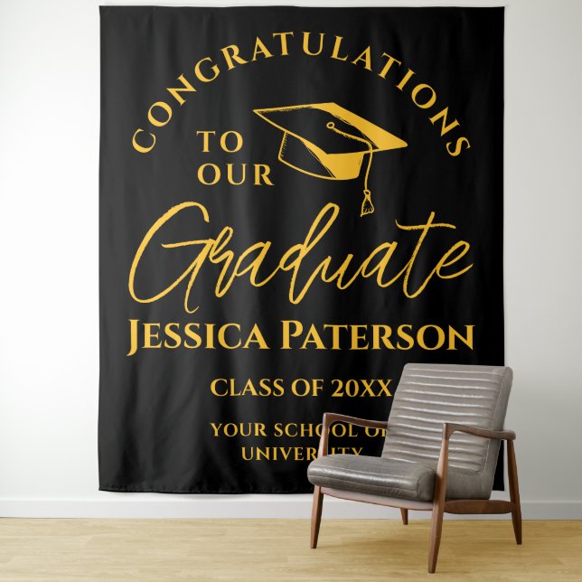Black Golden Gratulation an unser Graduate Party Wandteppich (Beispiel)