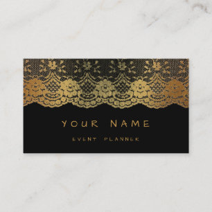 Black Golden Royal Lace Event Hochzeitsplaner Visitenkarte