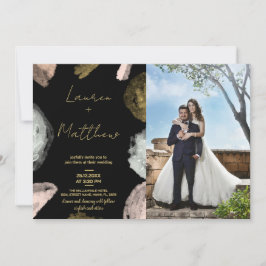 Black Golden Wedding Einladungen mit Foto