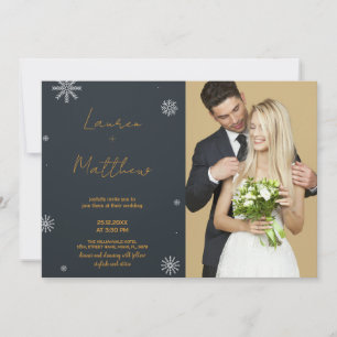 Black Golden Wedding Invitations avec photo