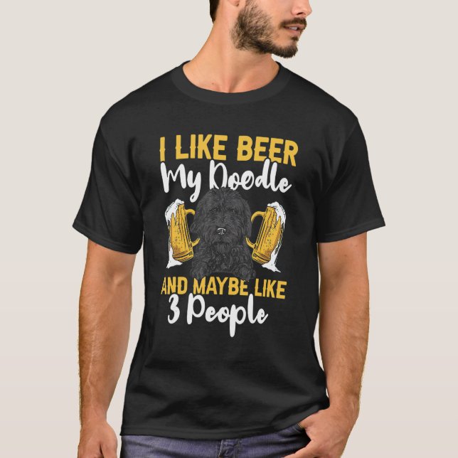 Black Goldendoodle Beer Doodle Dog T-Shirt (Vorderseite)
